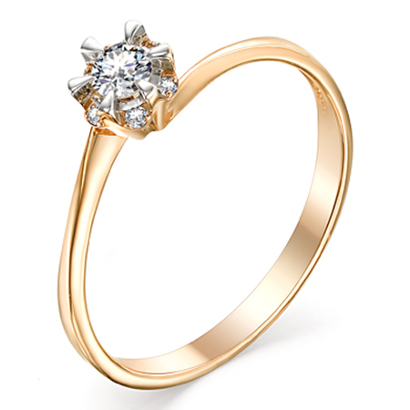 Кольцо, золото, бриллиант, красный, 1-106-900